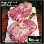 Beef CHUCK Wagyu Tokusen marbling 4-5 aged frozen DICED DADU SAIKORO rendang cuts 4cm 1.5" (price/pack 600g 8-9pcs)